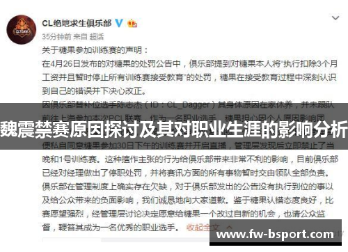 魏震禁赛原因探讨及其对职业生涯的影响分析 魏震禁赛原因探讨及其对职业生涯的影响分析